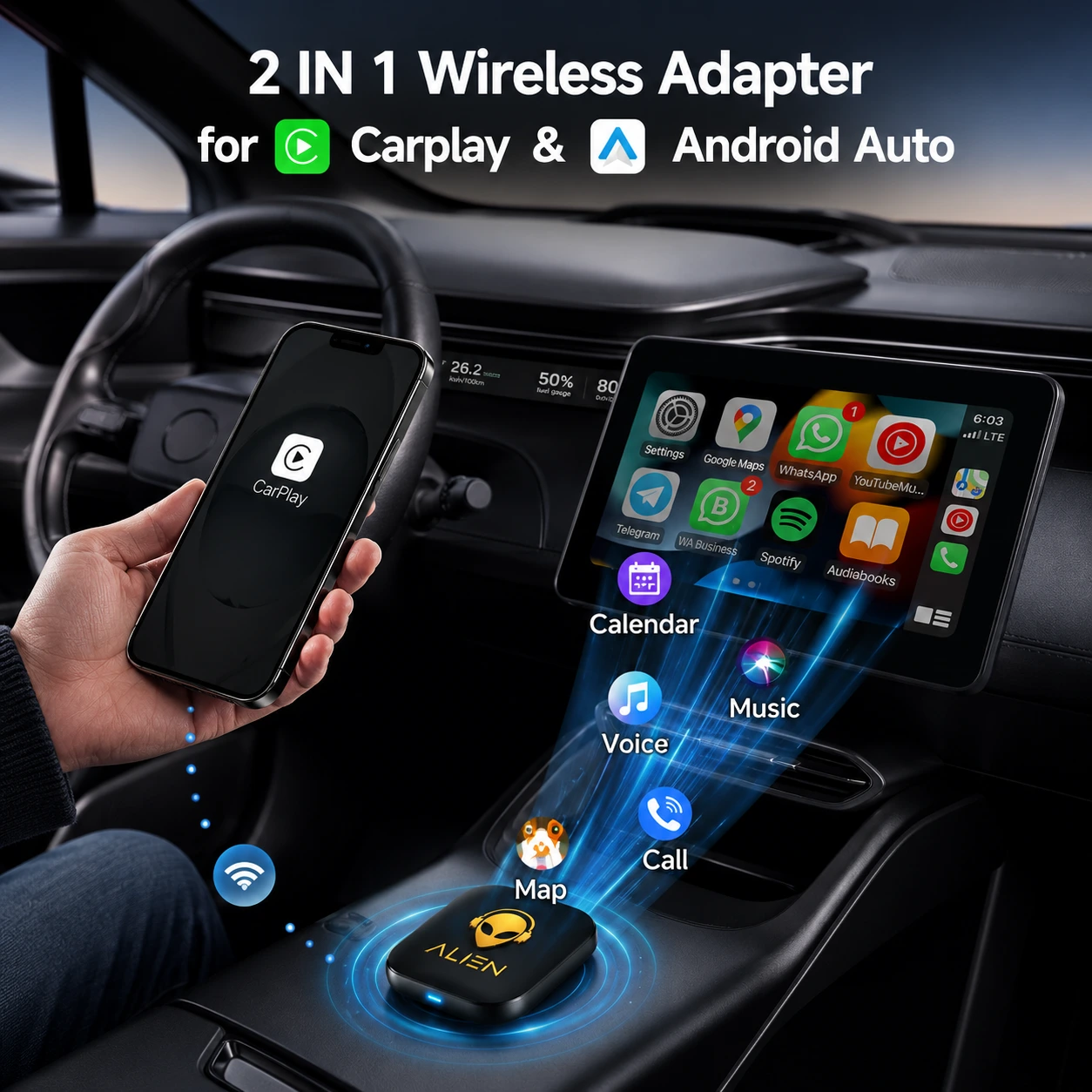 Home wireless connection in high tech car cockpit